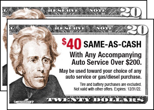 $40 Same-As-Cash with any accompanying Auto Service over $200