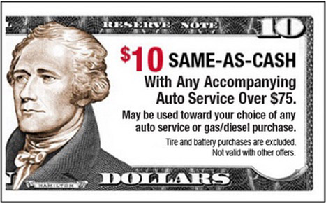 $10 Same-As-Cash with any accompanying Auto Service over $75