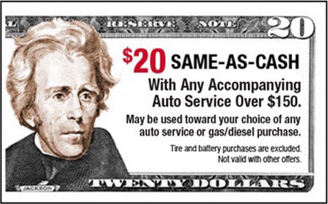 $20 Same-As-Cash with any accompanying Auto Service over $150