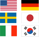 USA, Germany, Sweden, Japan, Italy, Korean Flags